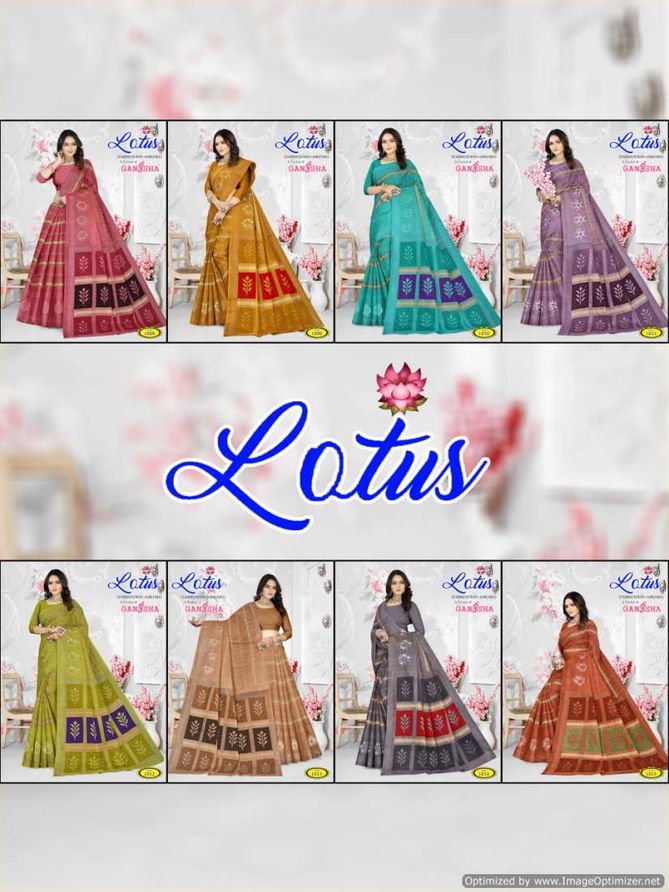 Lotus By Ganesha Embroidery Cotton Printed Sarees Wholesale Shop In Surat